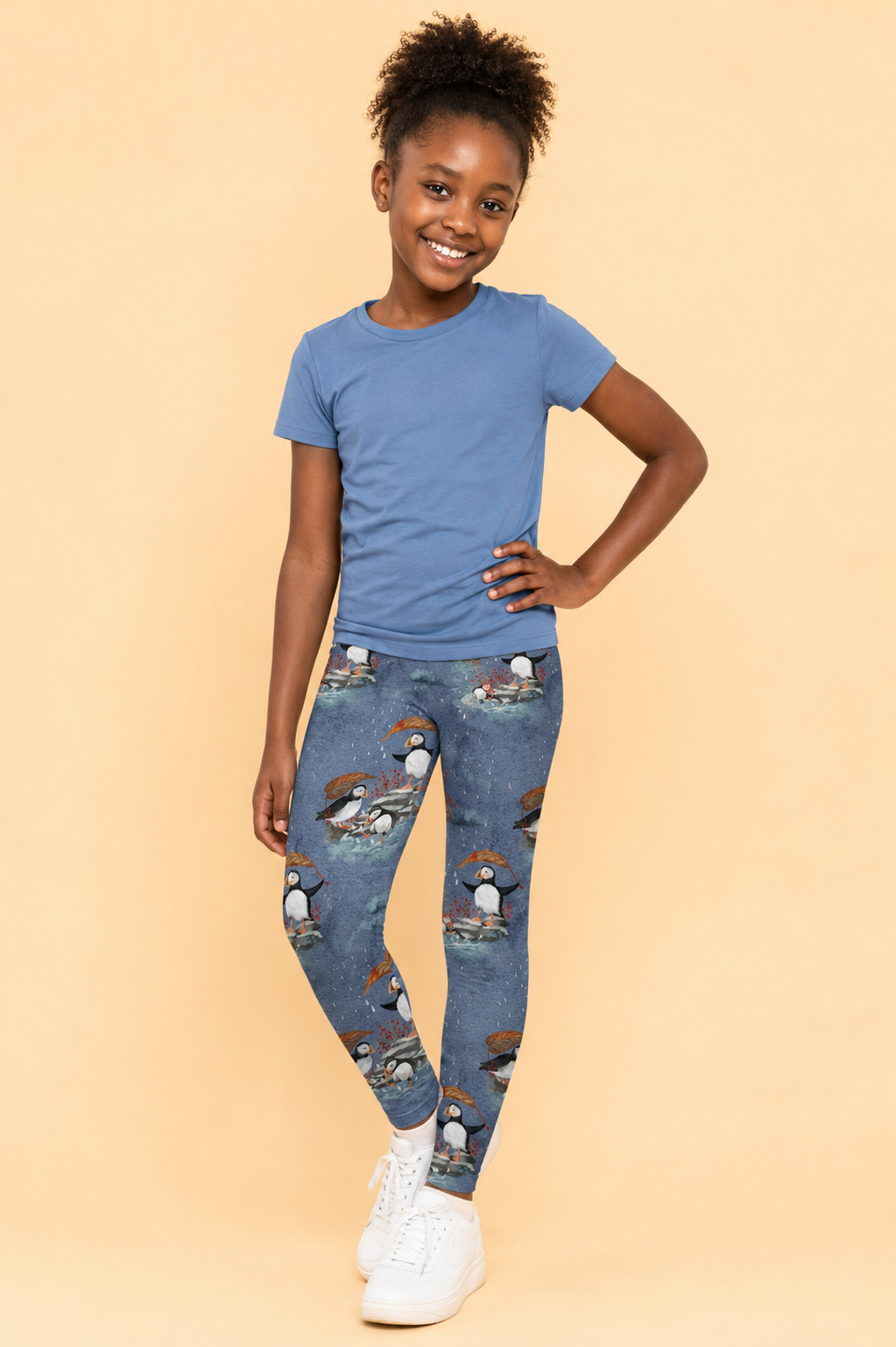Splashing Puffins Children's Active Leggings