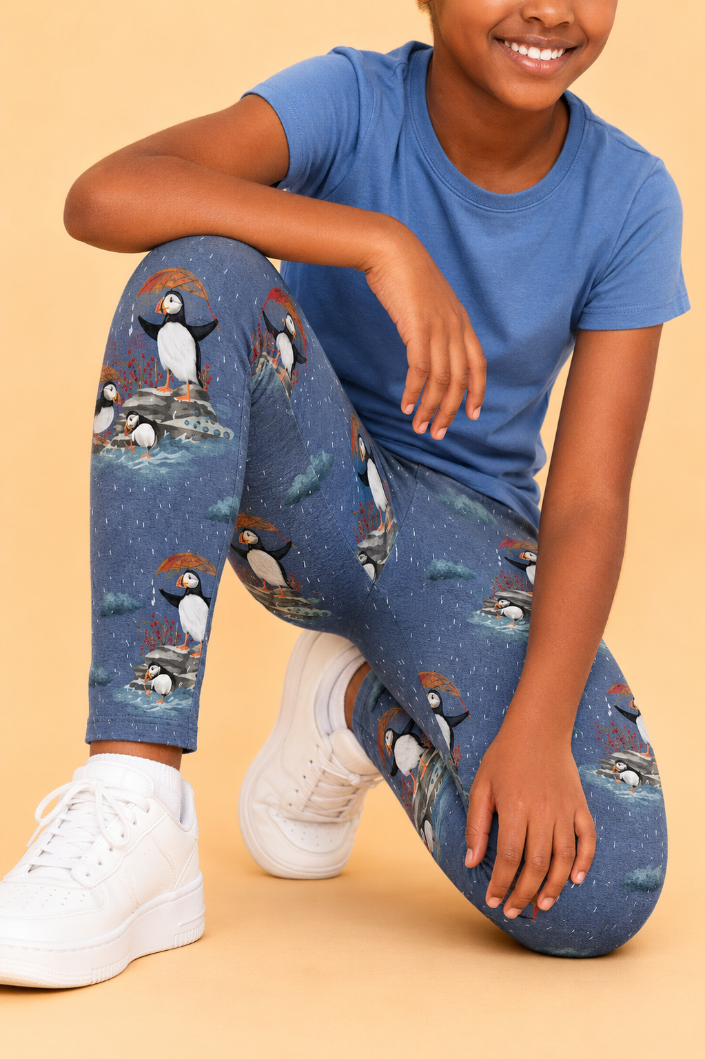 Splashing Puffins Children's Active Leggings