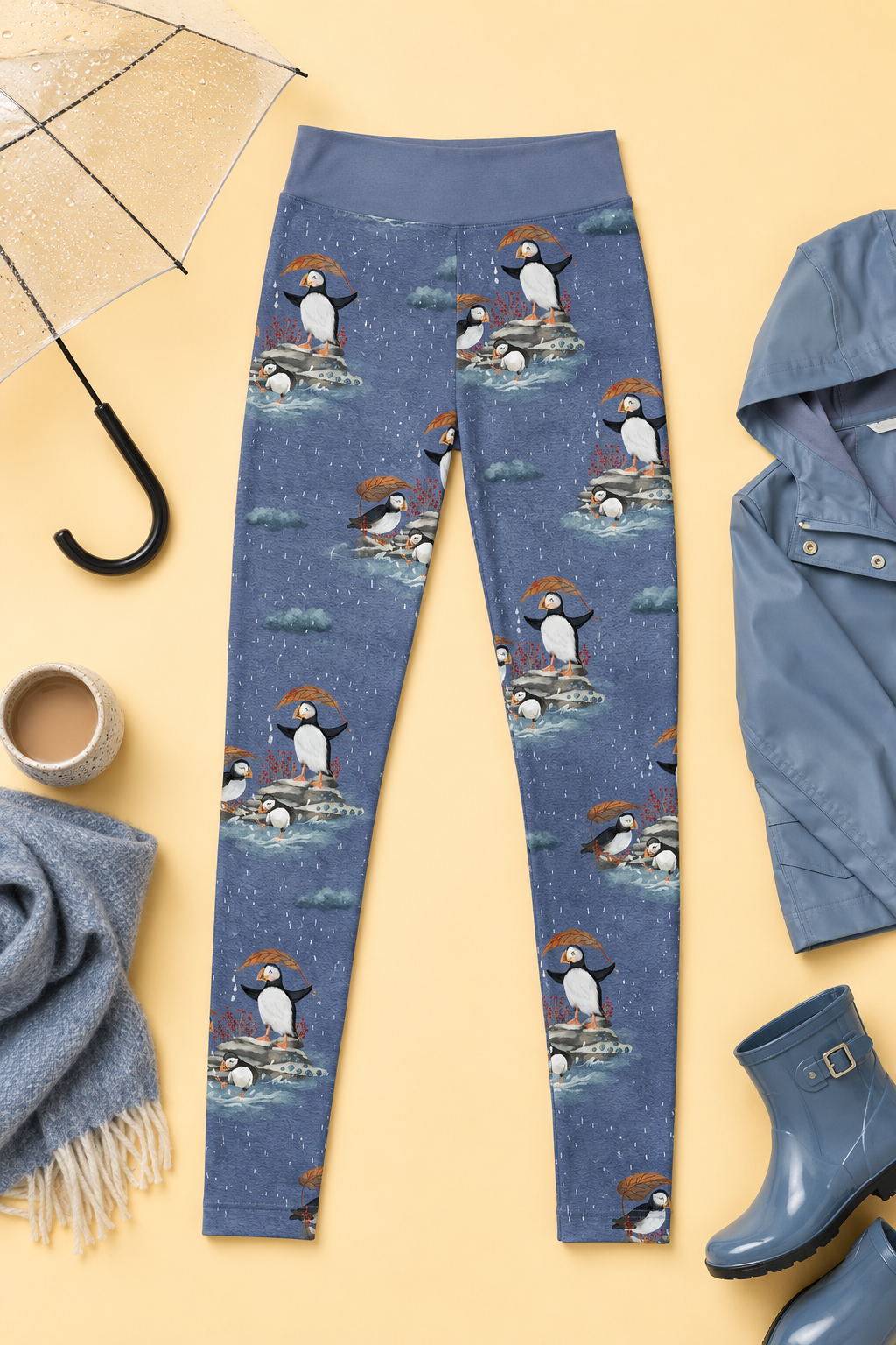 Splashing Puffins Children's Active Leggings