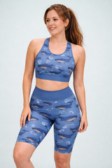 Splashing Whales Women's Active Shorts - Size 12-14
