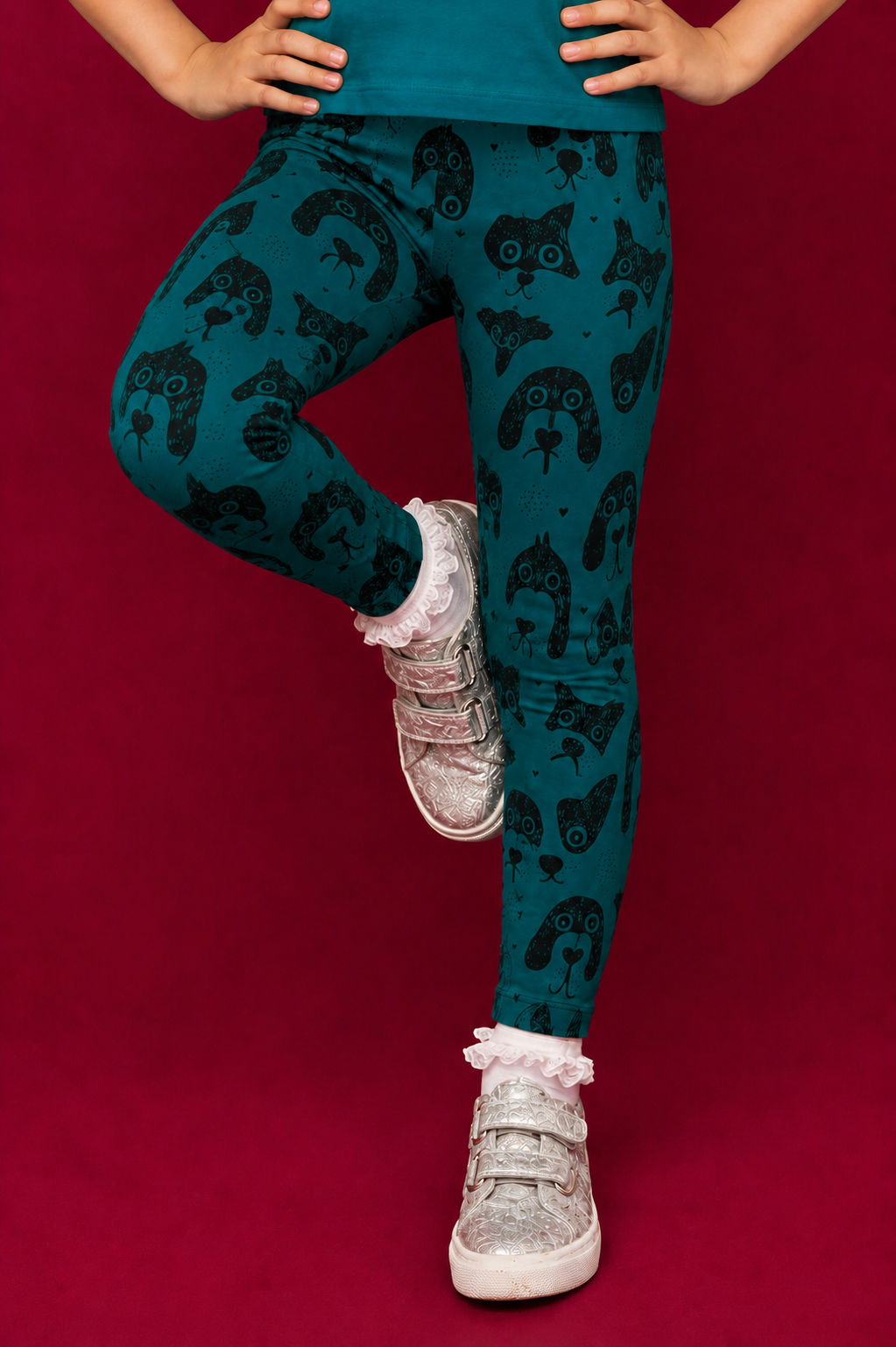 Teal Dogs Children's Active Leggings