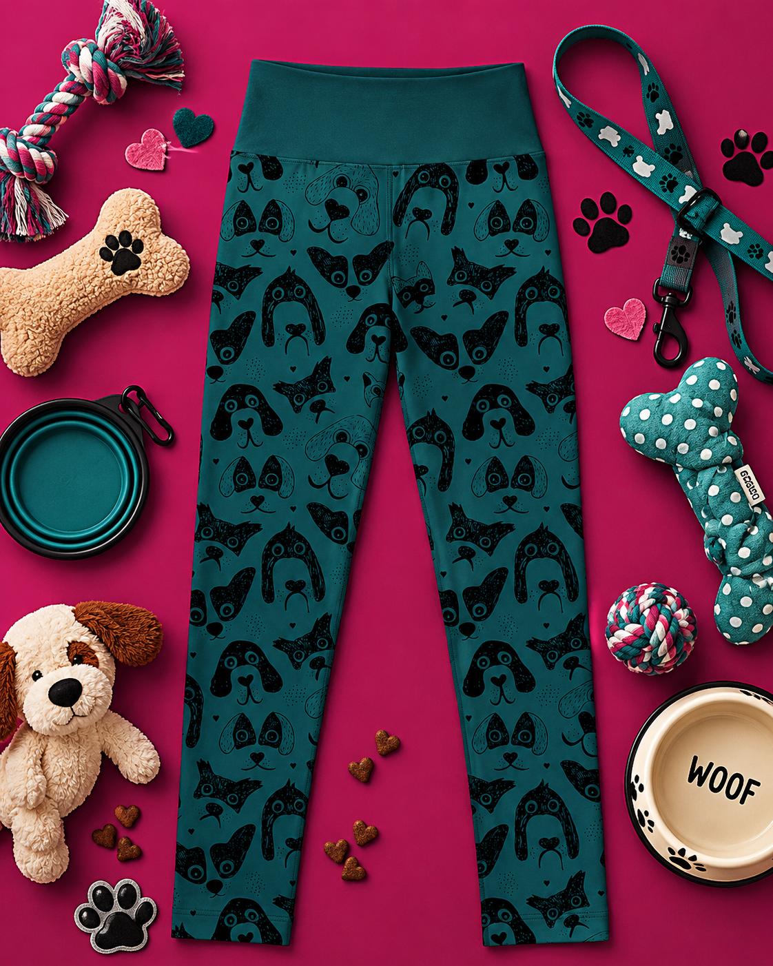 Teal Dogs Children's Active Leggings