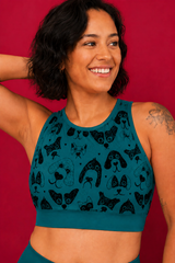 Teal Dogs Sports Bra