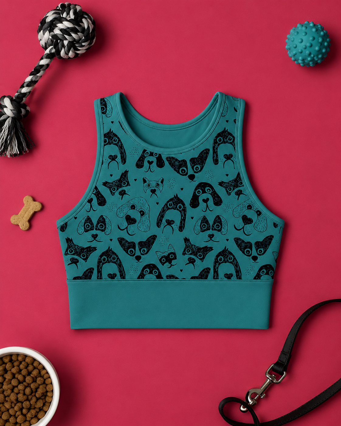 Teal Dogs Sports Bra