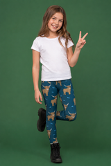Teal Highland Cow Children's Active Leggings