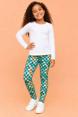 Turquoise Mermaid Scales Children's Active Leggings