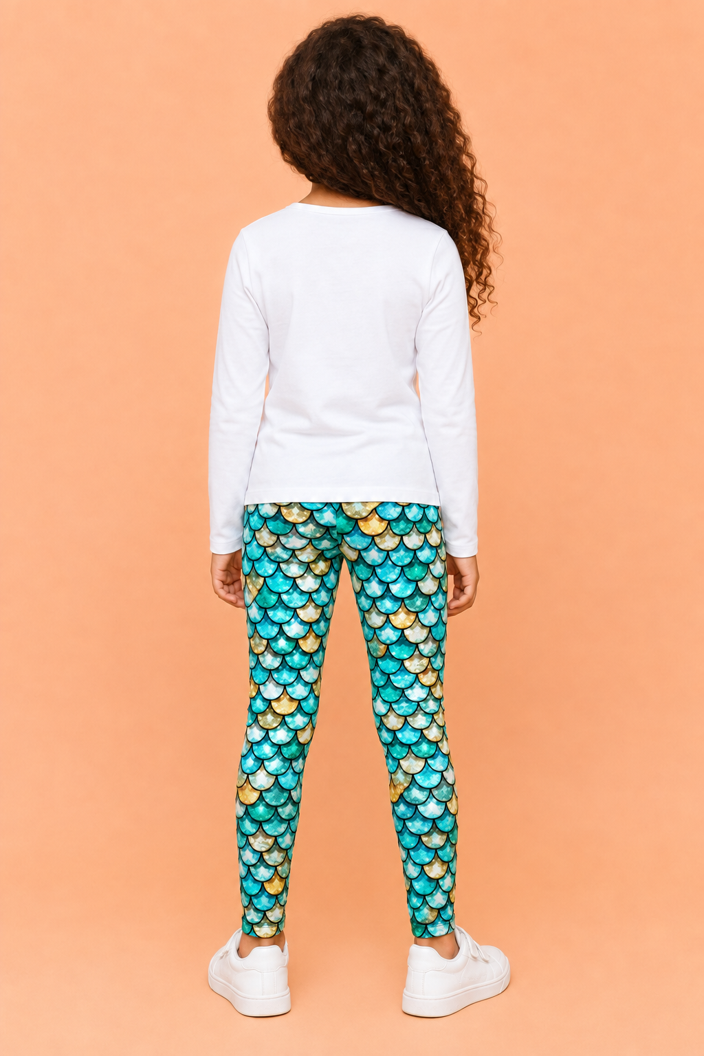 Turquoise Mermaid Scales Children's Active Leggings
