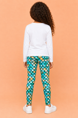 Turquoise Mermaid Scales Children's Active Leggings