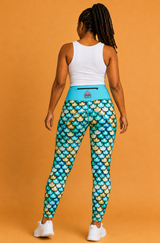 Turquoise Mermaid Scales Women's Activewear Leggings