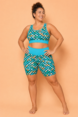 Turquoise Mermaid Scales Women's Active Shorts