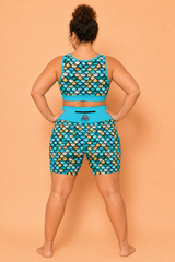 Turquoise Mermaid Scales Women's Active Shorts
