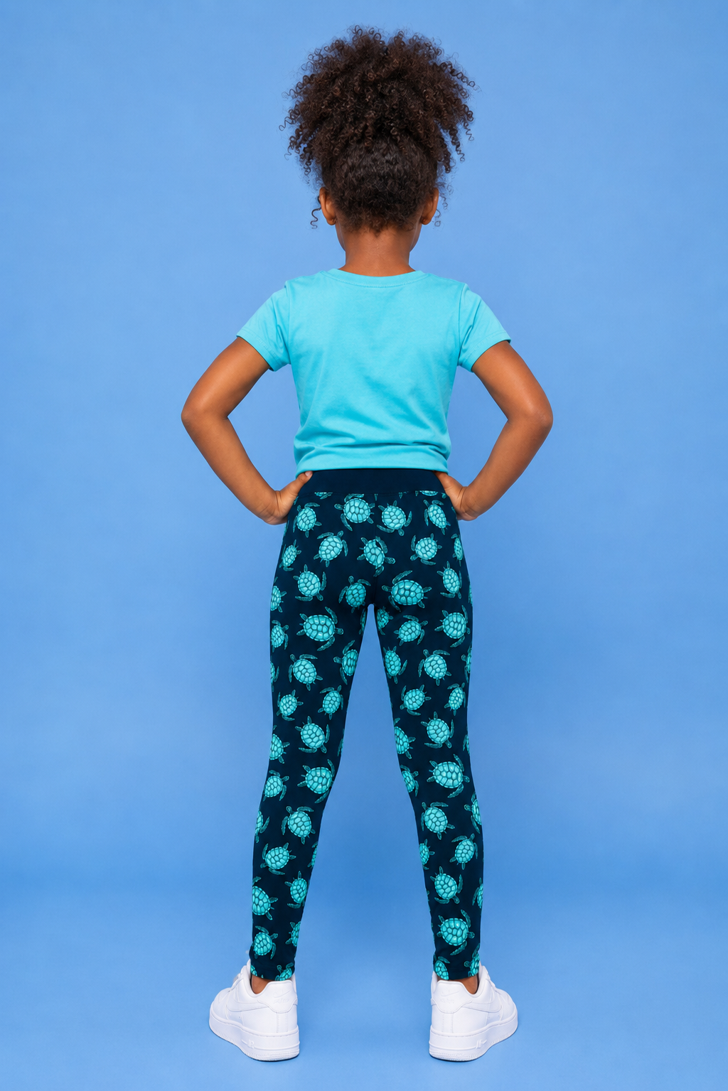 Turquoise Turtles Children's Active Leggings