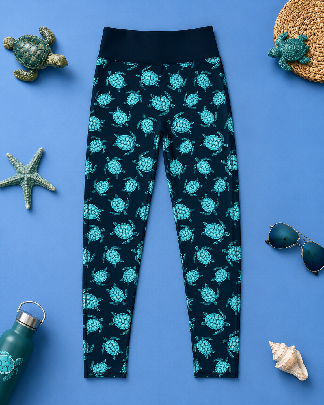 Turquoise Turtles Children's Active Leggings