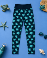 Turquoise Turtles Children's Active Leggings