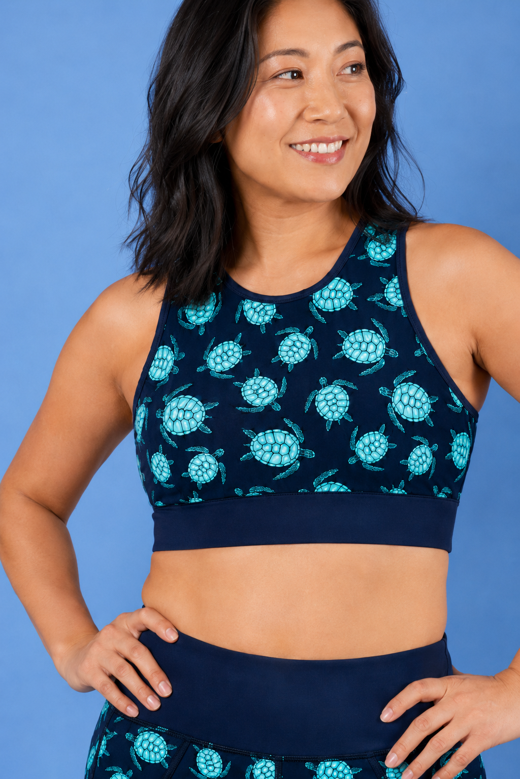 Turquoise Turtles Sports Bra