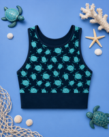 Turquoise Turtles Sports Bra
