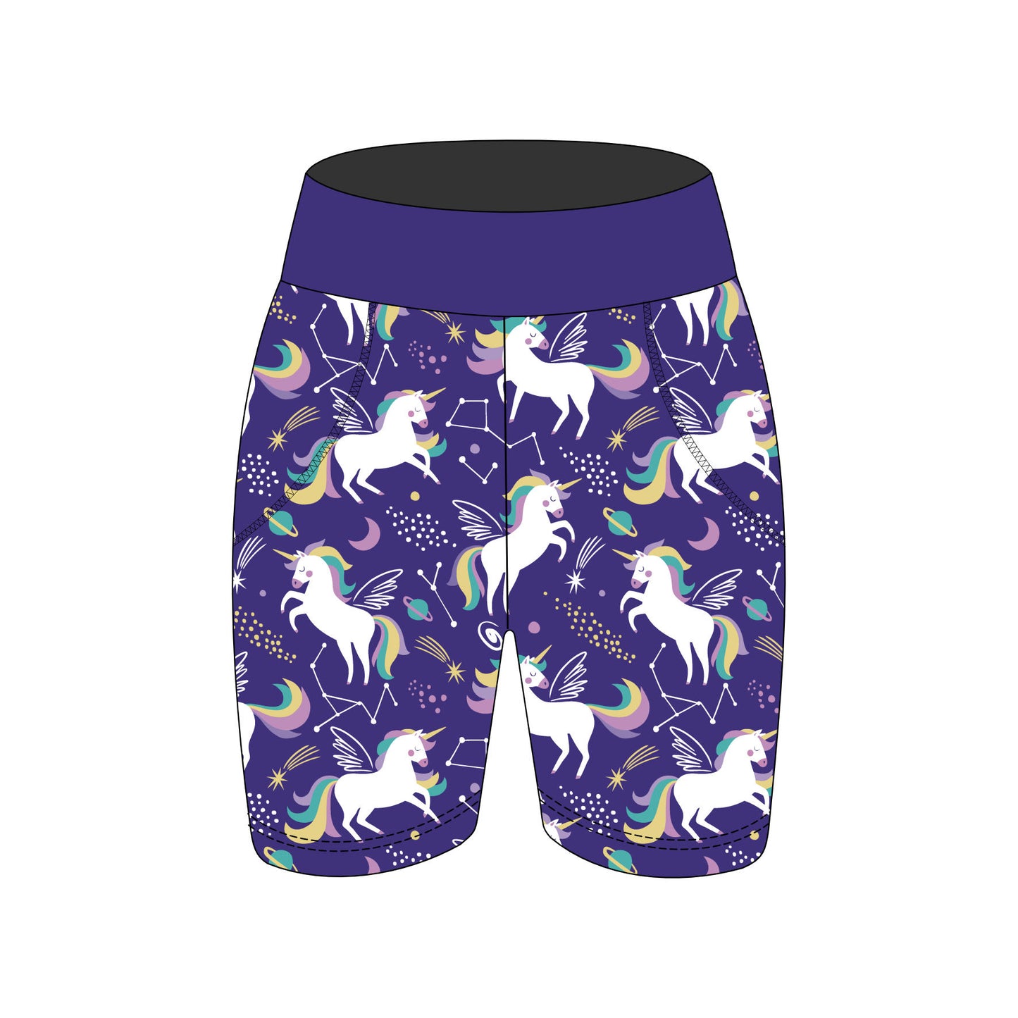 Last Chance - Unicorn Cosmos Women's Active Shorts - Size 10-12