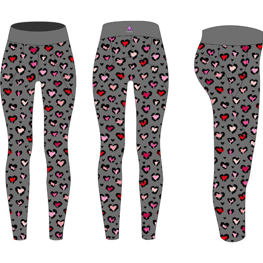 Leopard Hearts Women's Activewear Leggings