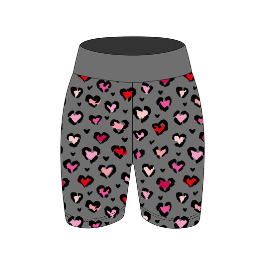 Leopard Hearts Women's Active Shorts