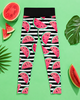 Watermelon Stripes Women's Activewear Leggings