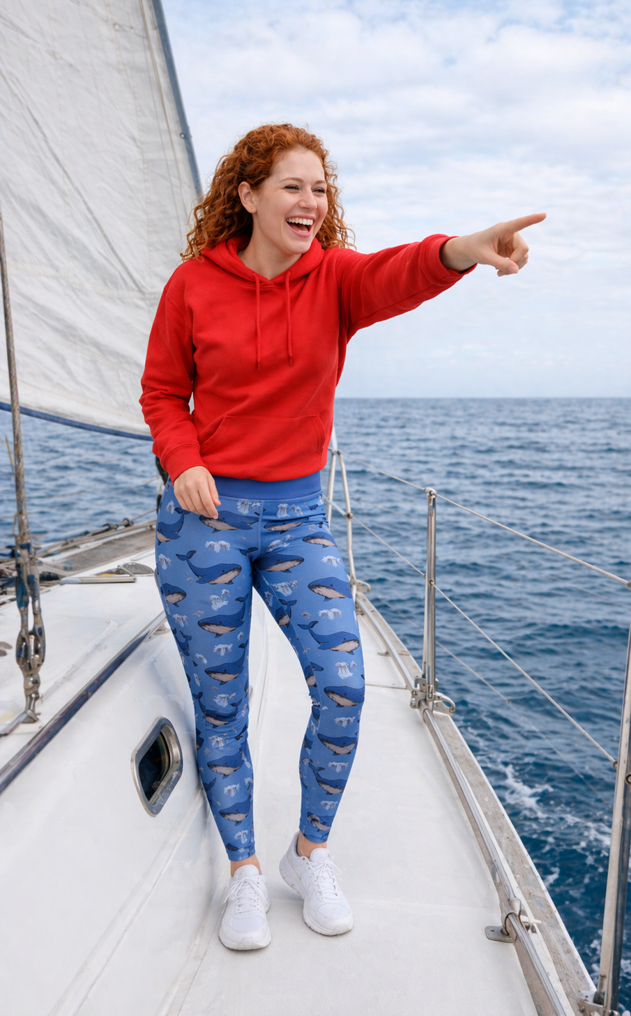 Splashing Whales Women's Activewear Regular Leggings - Size 14-16