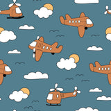 Light Blue/Rust Planes Women's Activewear Leggings