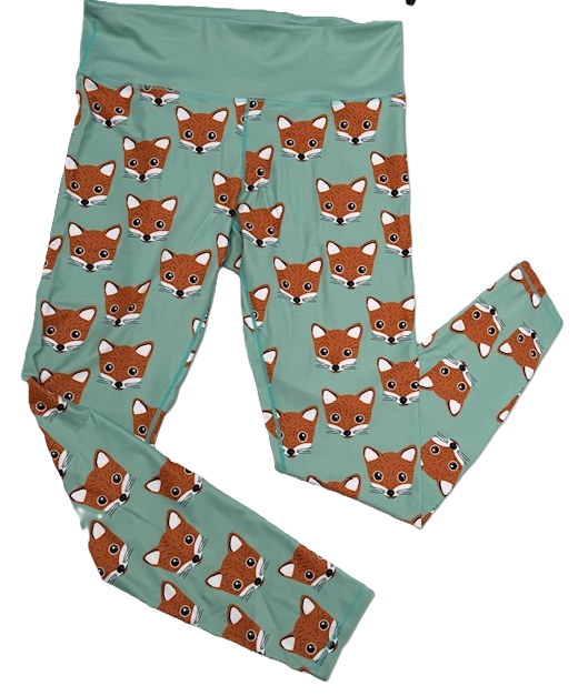 Last Chance - Fox Faces Women Activewear Leggings - Waistband Pocket - Tall 33" Legging Length