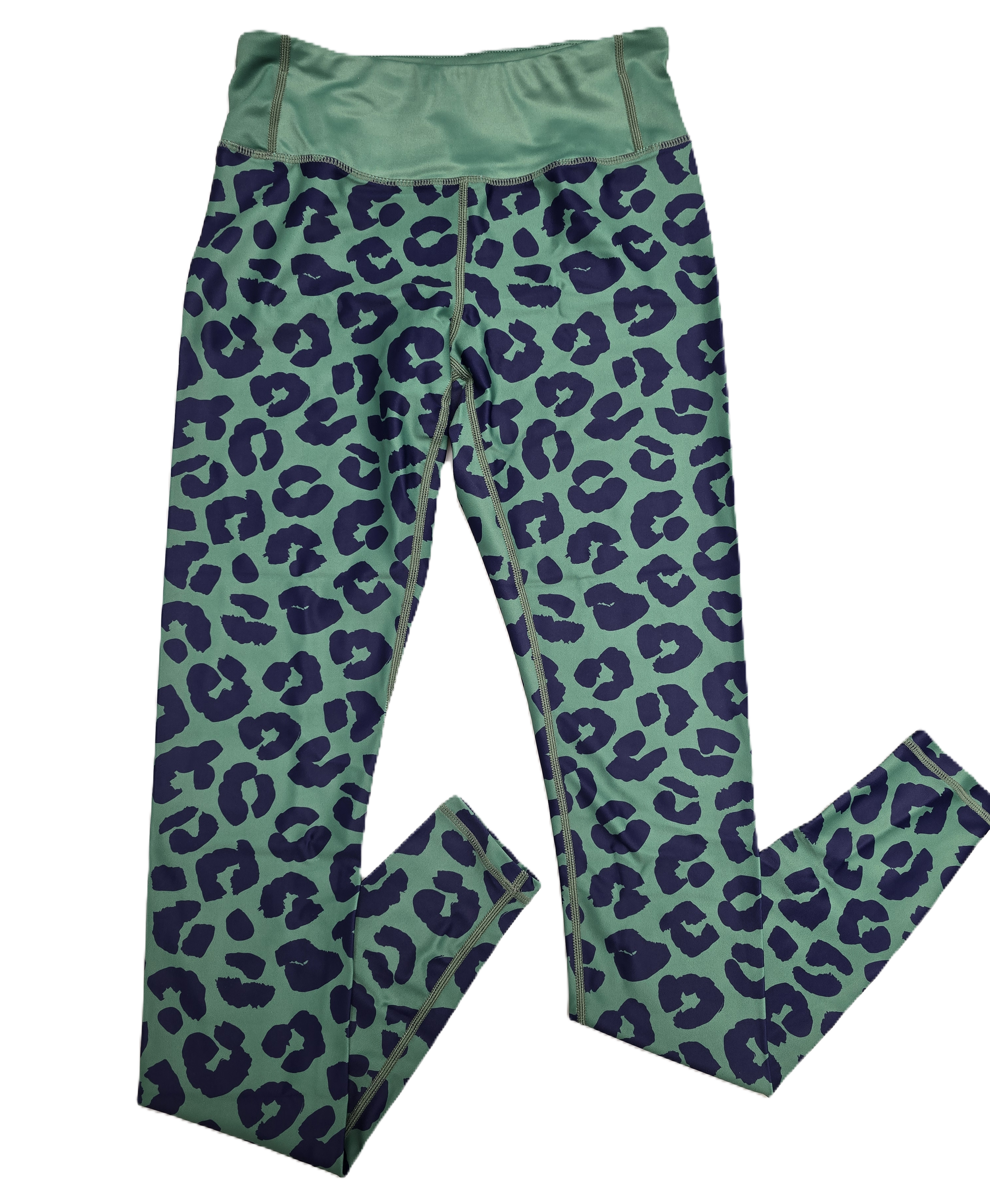 Green & Navy Leopard Women's Activewear Leggings