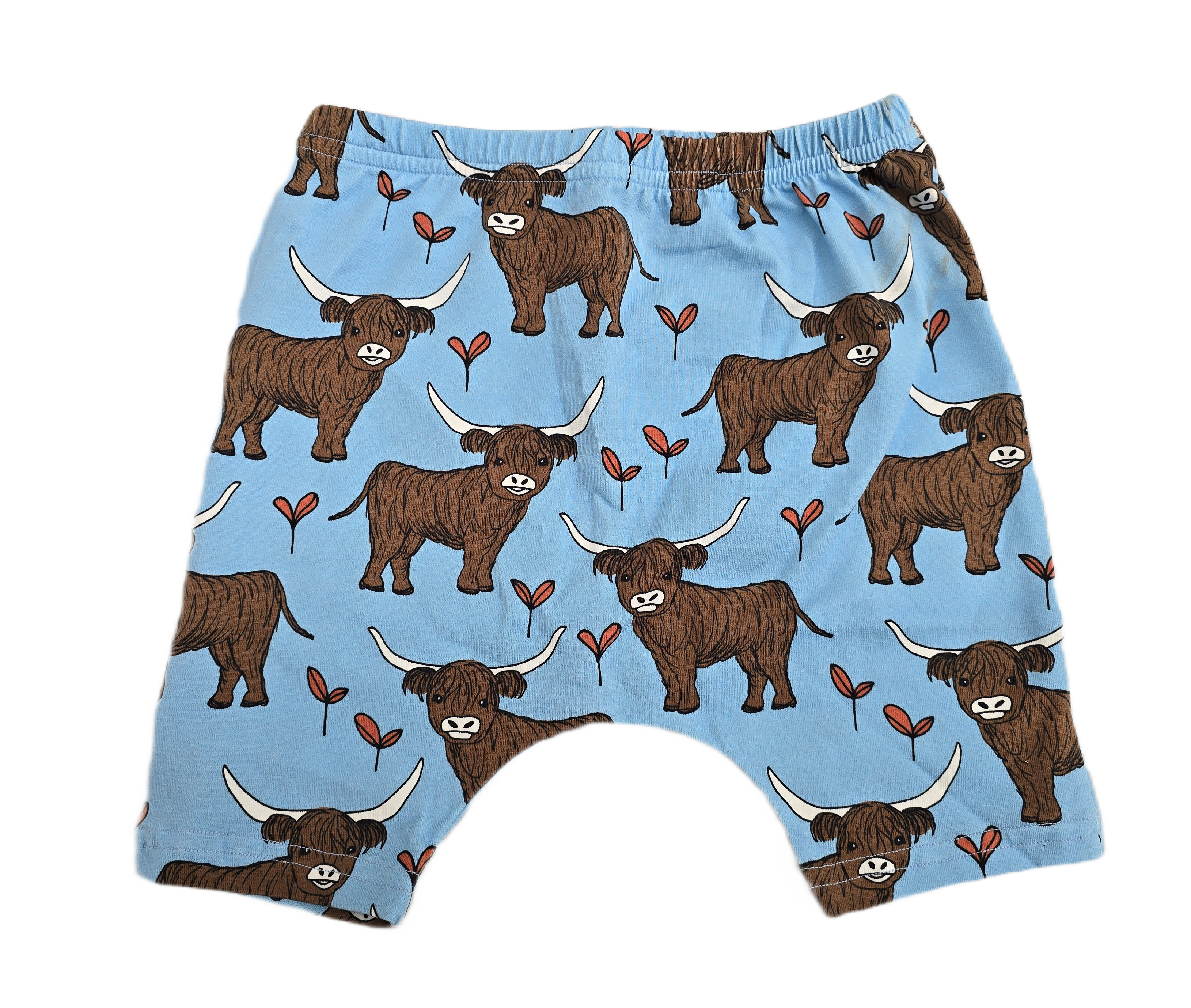 Last Chance - Highland Cow on Blue - Children's Cotton Jersey Leggings