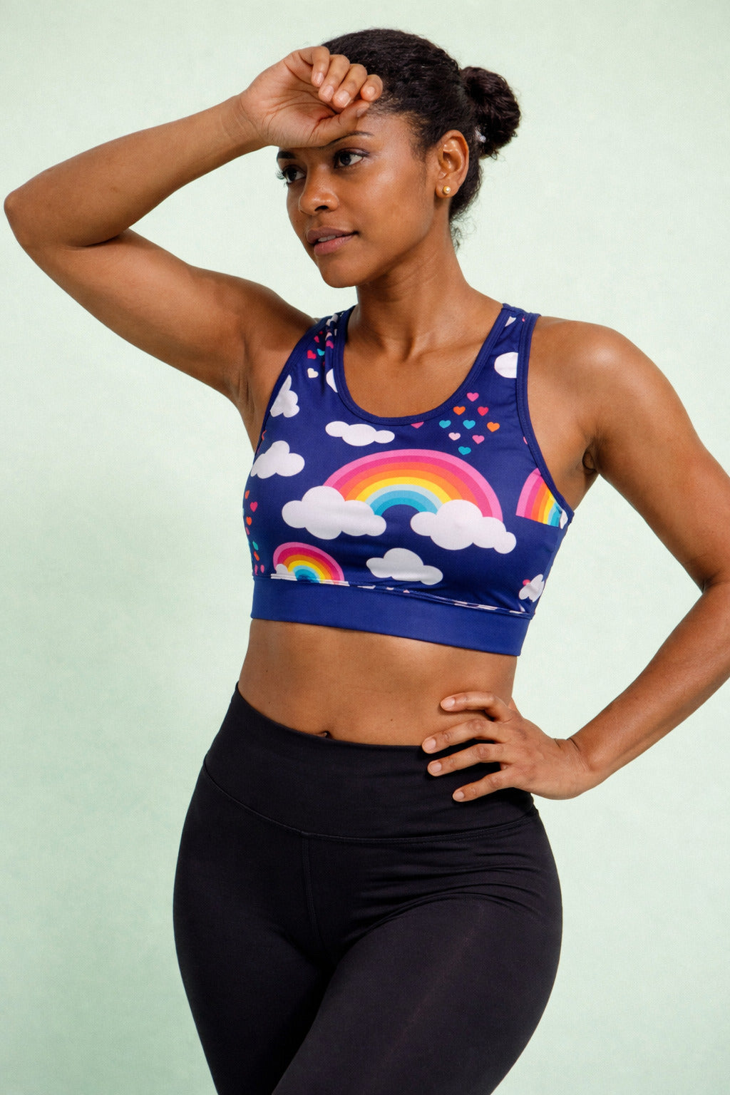Navy Love & Rainbows Sports Bra