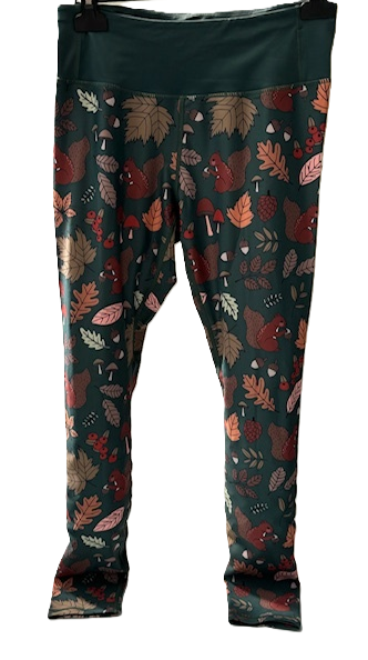 Last Chance - Squirrel Women's Active Leggings - Size 6-8 - Waistband Pocket - Regular Length 27"