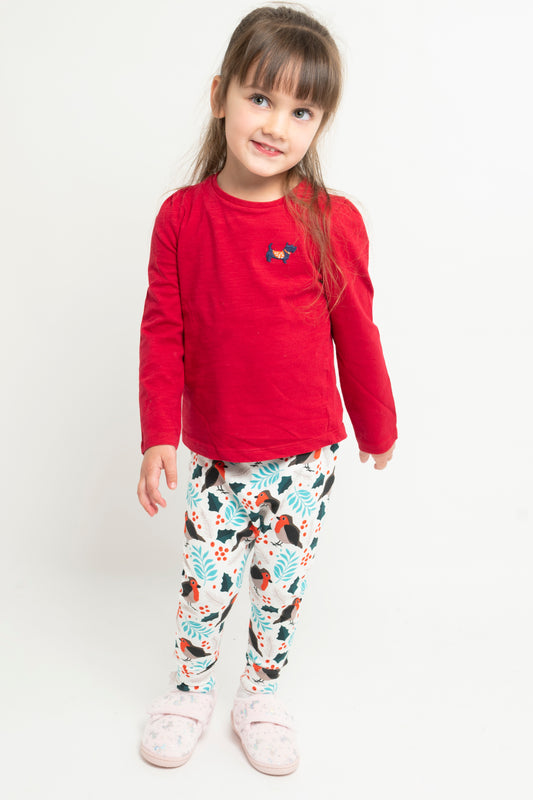 Christmas Robin Children's Cotton Jersey Leggings