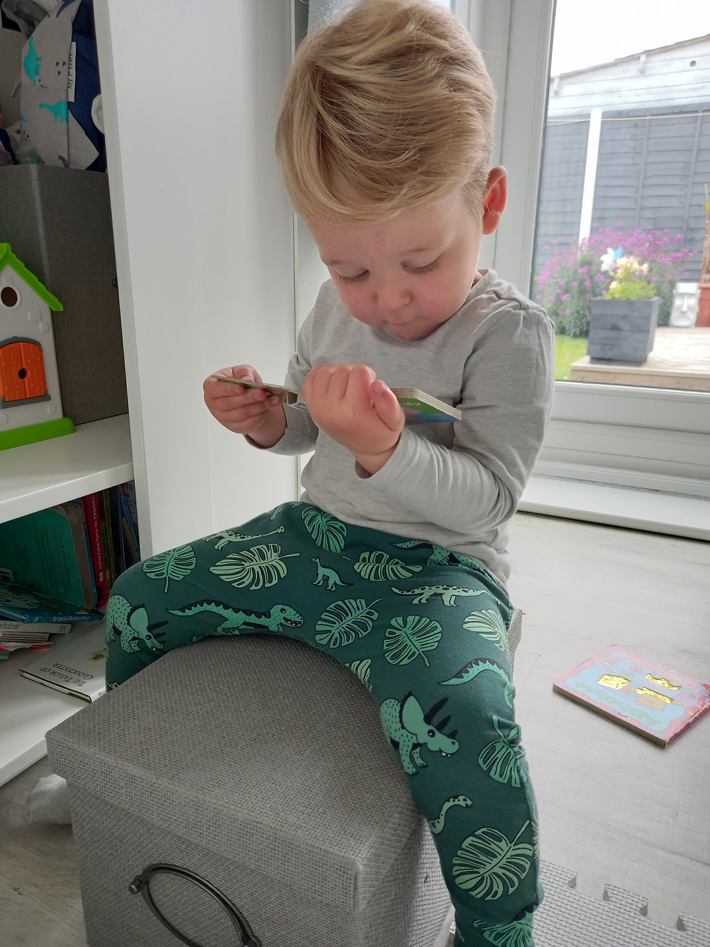 Dino & Monstera Leaf Children's Cotton Jersey Leggings