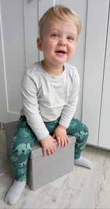 Dino & Monstera Leaf Children's Cotton Jersey Leggings