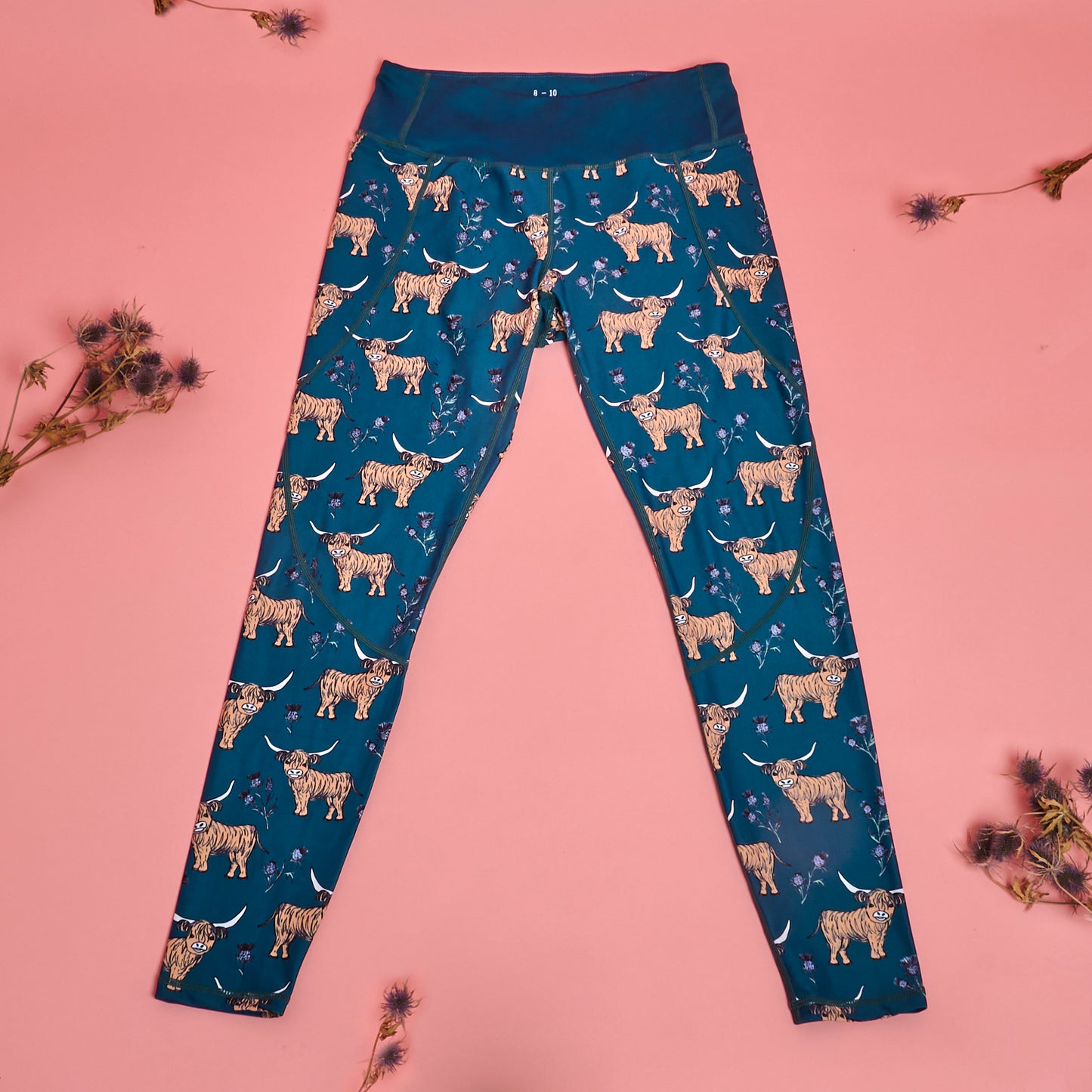 Highland Cow on Thistles Women's Activewear Leggings