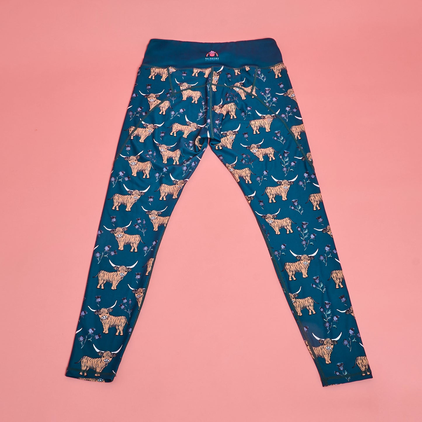 Highland Cow on Thistles Women's Activewear Leggings