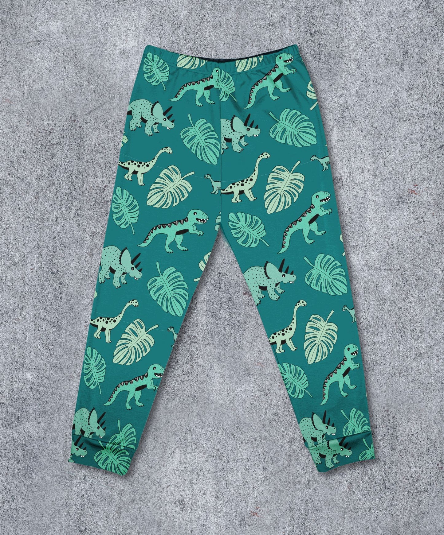 Dino & Monstera Leaf Children's Cotton Jersey Leggings