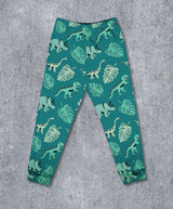 Dino & Monstera Leaf Children's Cotton Jersey Leggings