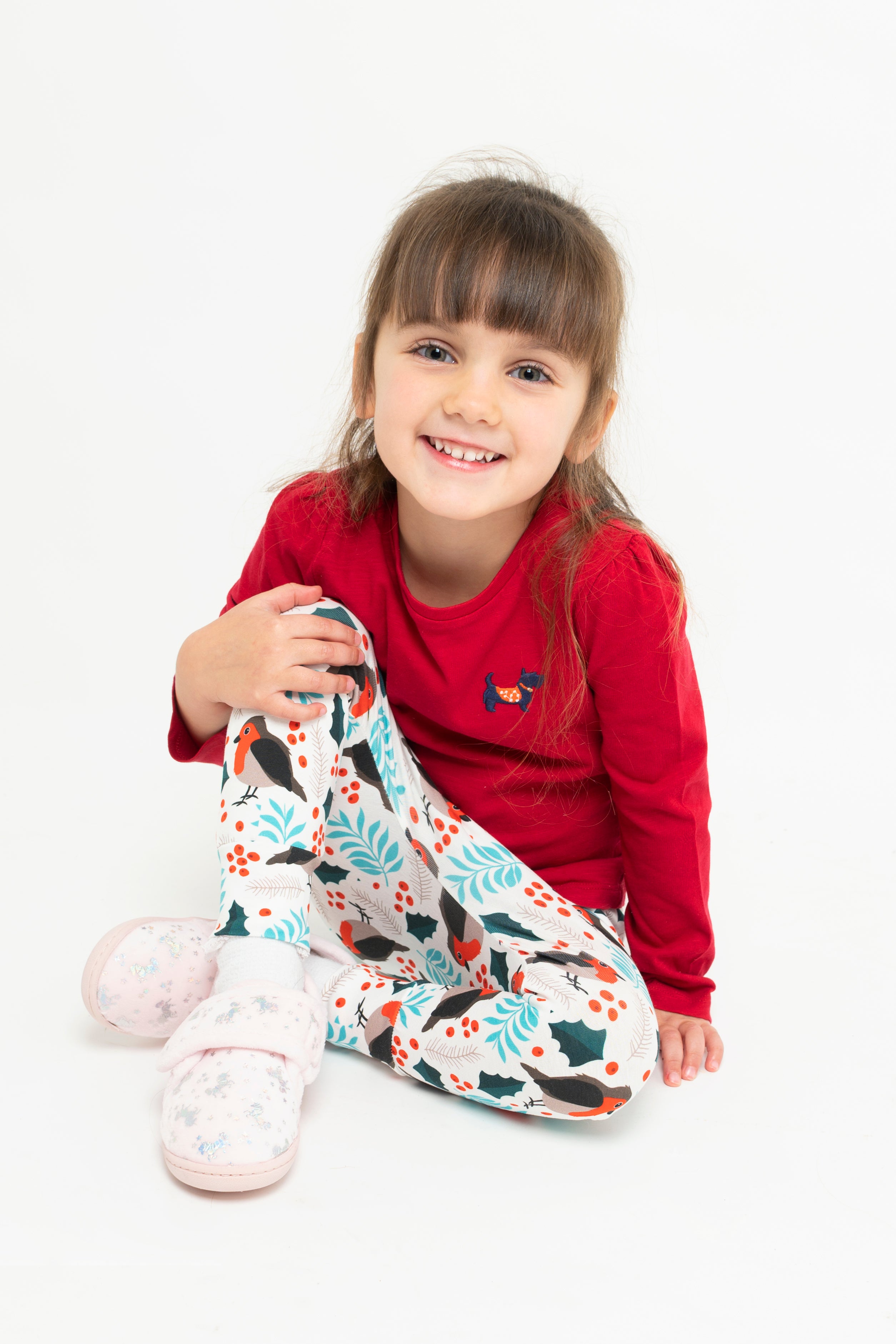 White Robin Children's Cotton Jersey Leggings