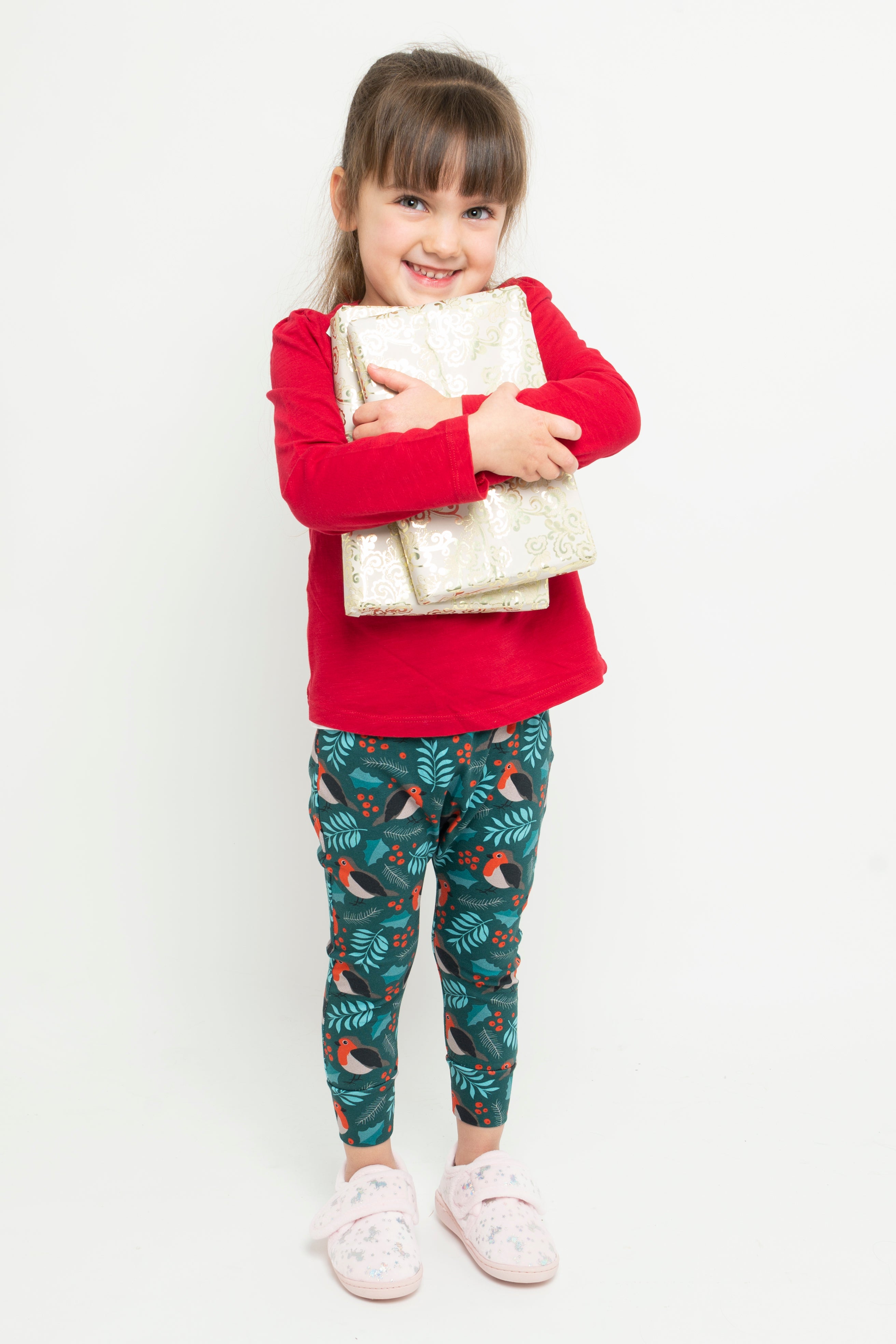 Christmas Robin Children's Cotton Jersey Leggings