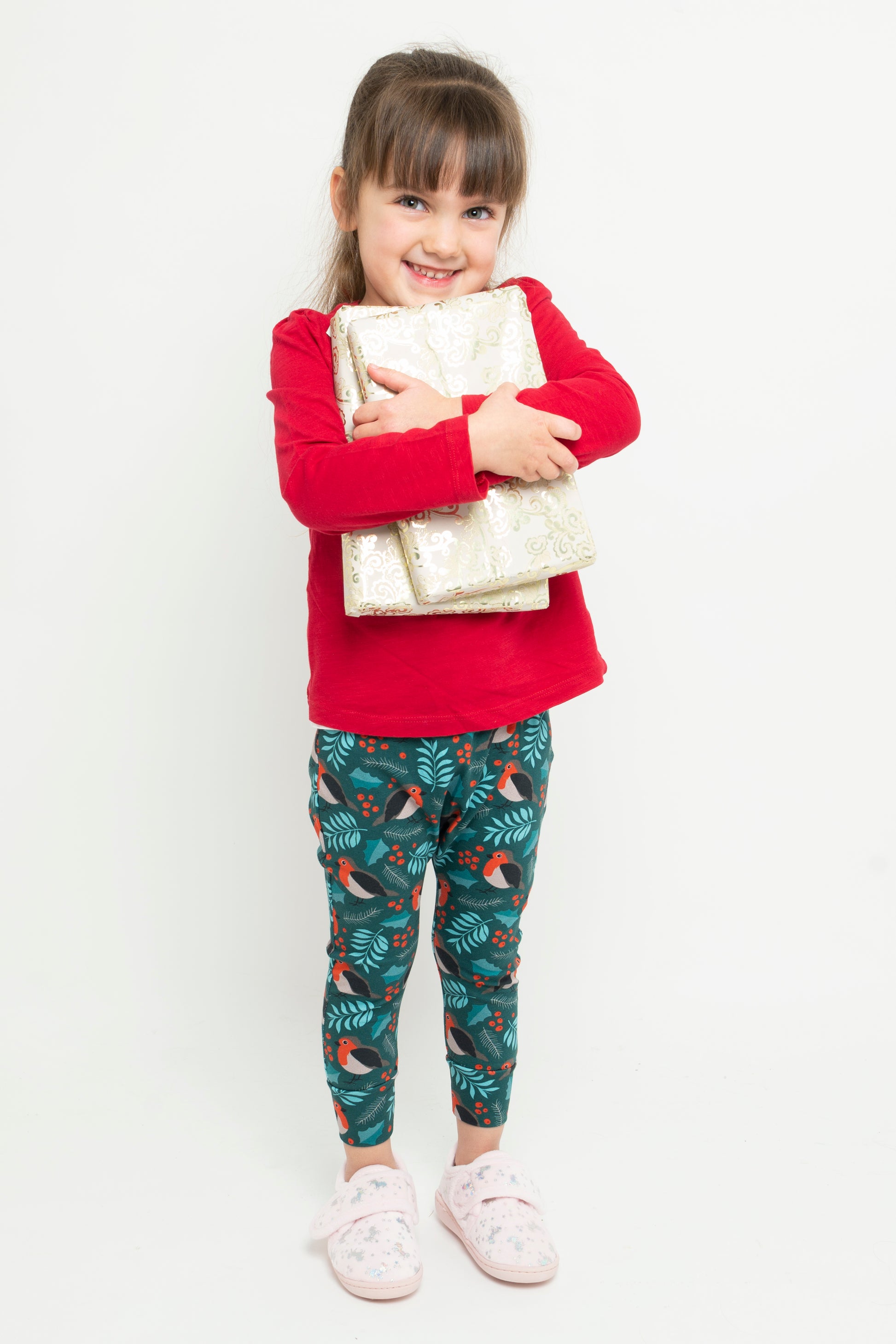 Christmas Robin Children's Cotton Jersey Leggings – Rainbows & Sprinkles