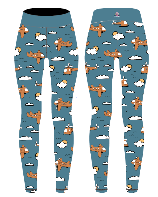 Light Blue/Rust Planes Women's Activewear Leggings