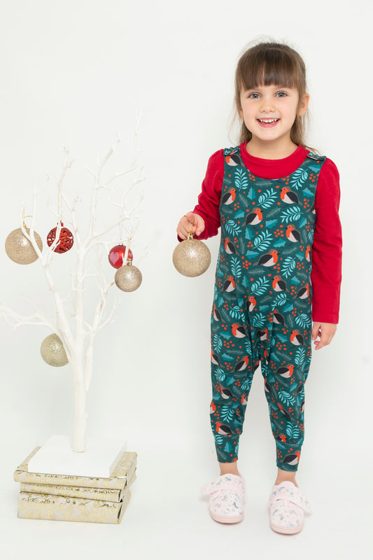 Christmas Robin Dungarees