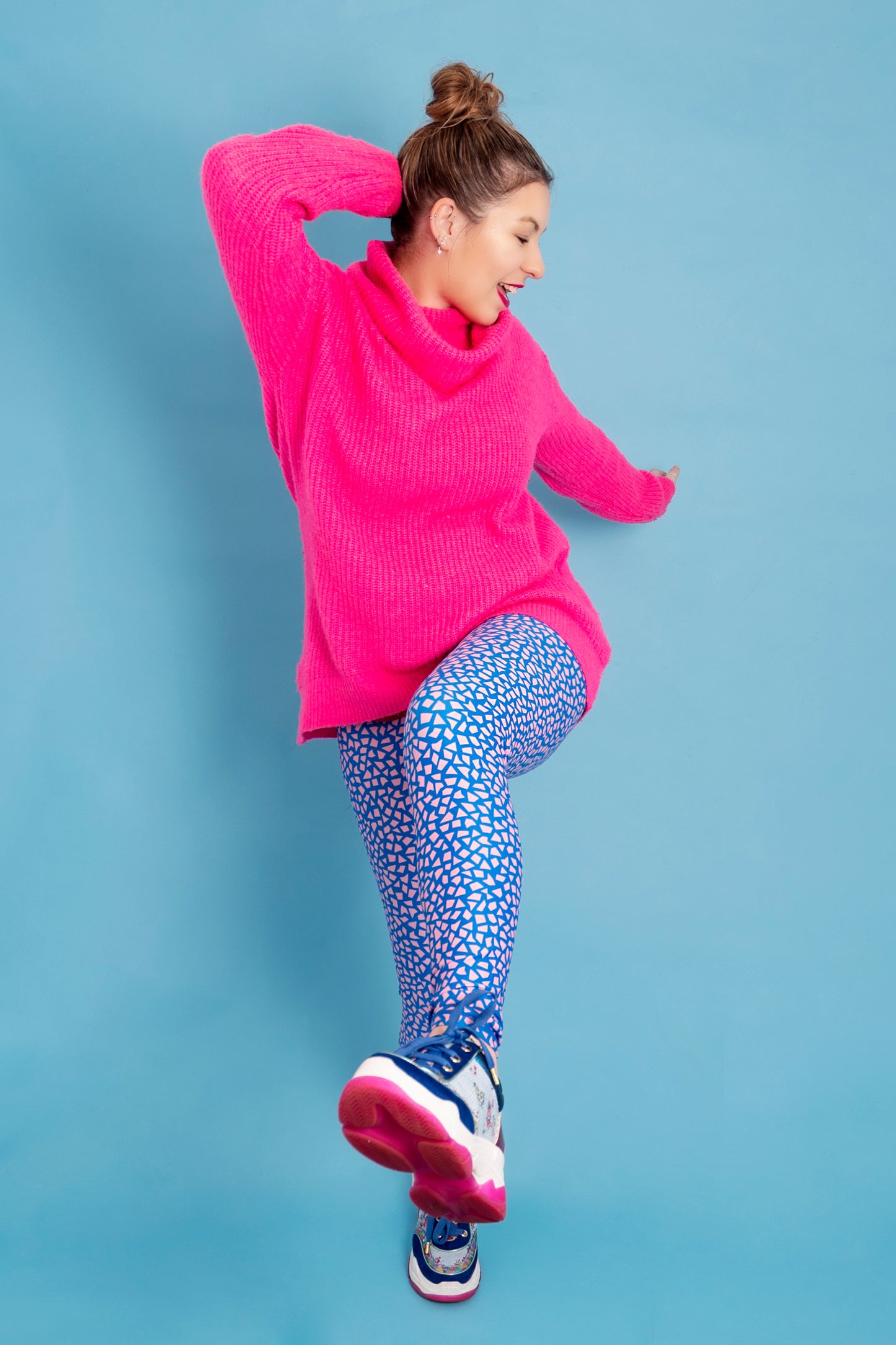 Pink/Blue Terrazzo Women’s Activewear Leggings - Tall 33” inside leg