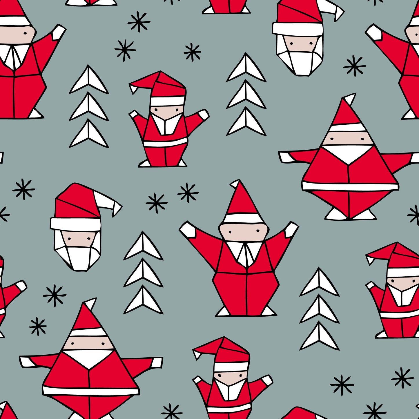Geometric Christmas Santa Children's Cotton Jersey Leggings