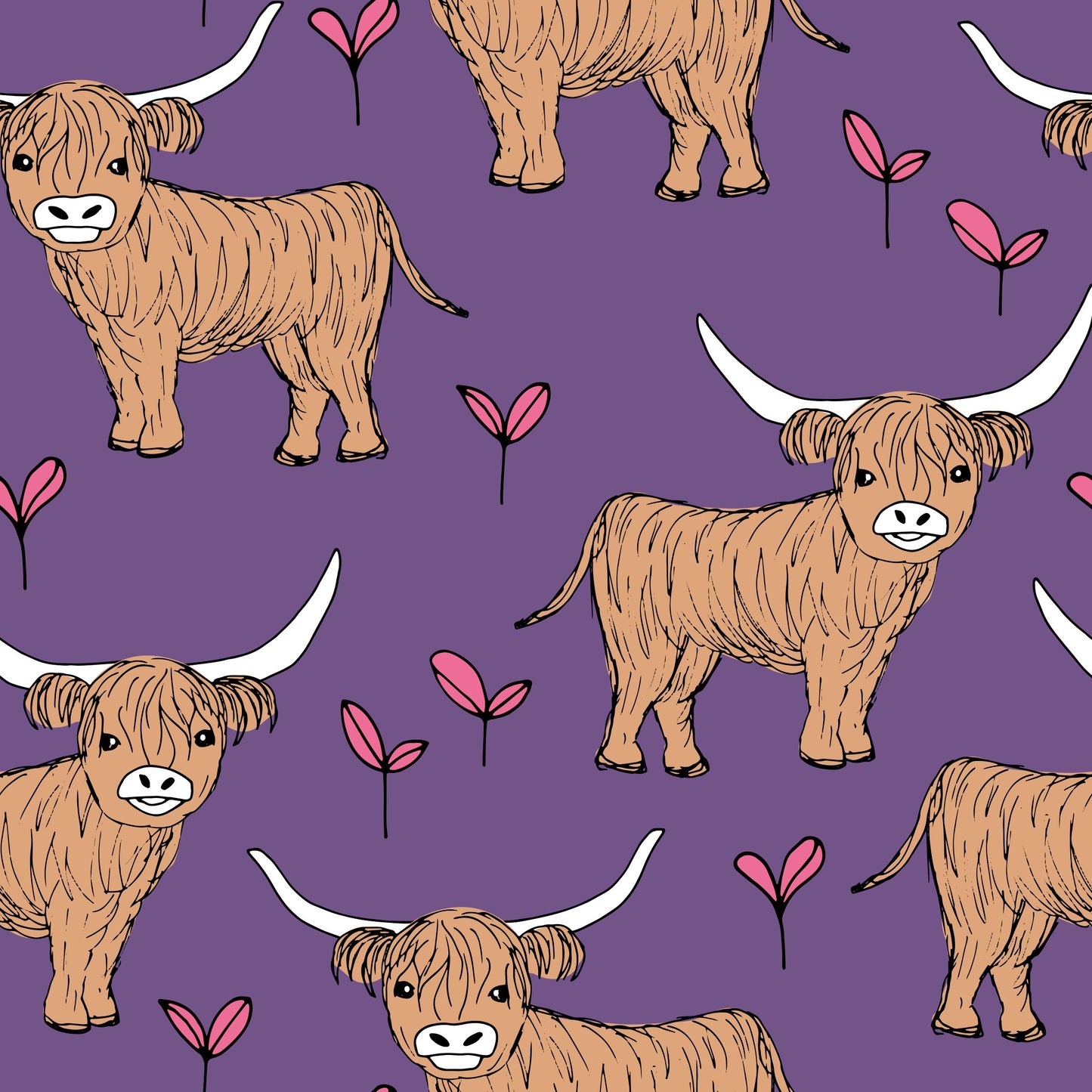 Purple Highland Cow Women’s Activewear Leggings