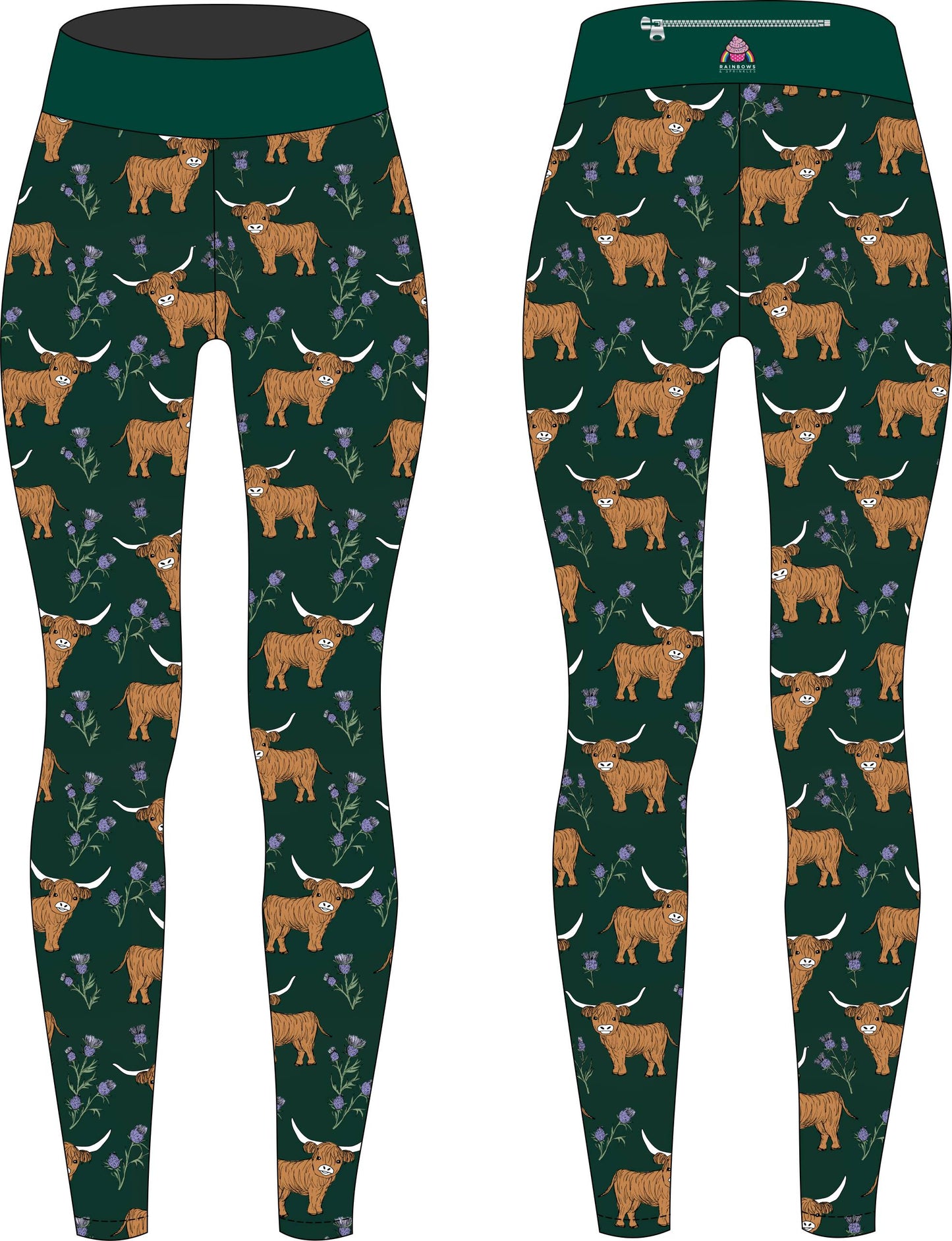 Highland Cow & Thistles Children's Active Leggings