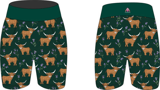 Highland Cow & Thistles Women's Active Shorts