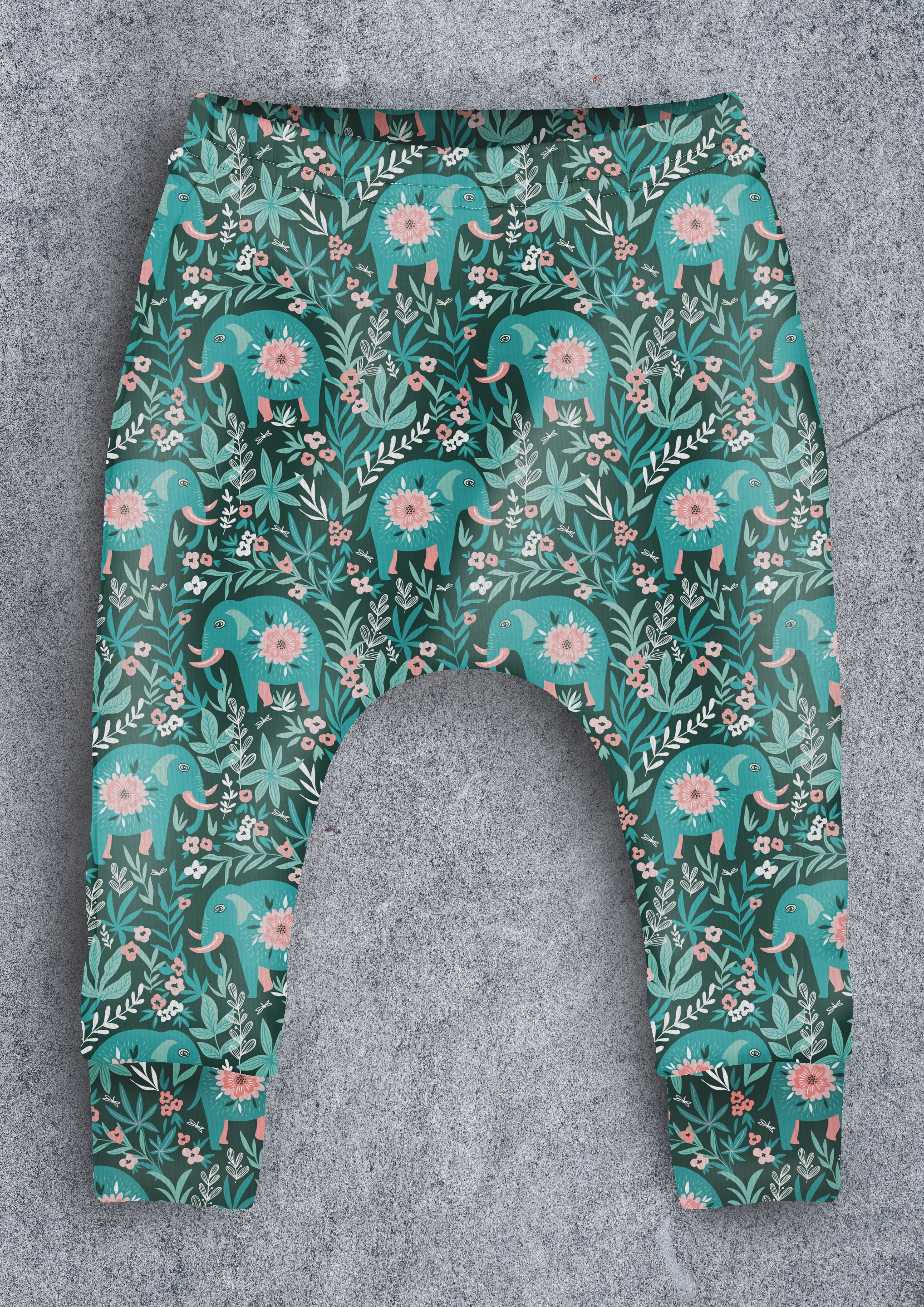 Floral Elephant Children's Cotton Jersey Leggings