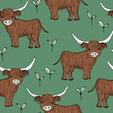 Green Highland Cow Women's Active Shorts